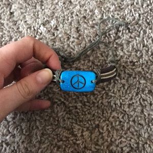New bohemian blue peace sign bracelet